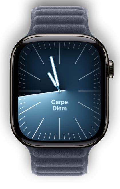 Analog watch face with the words “Carpe Diem”